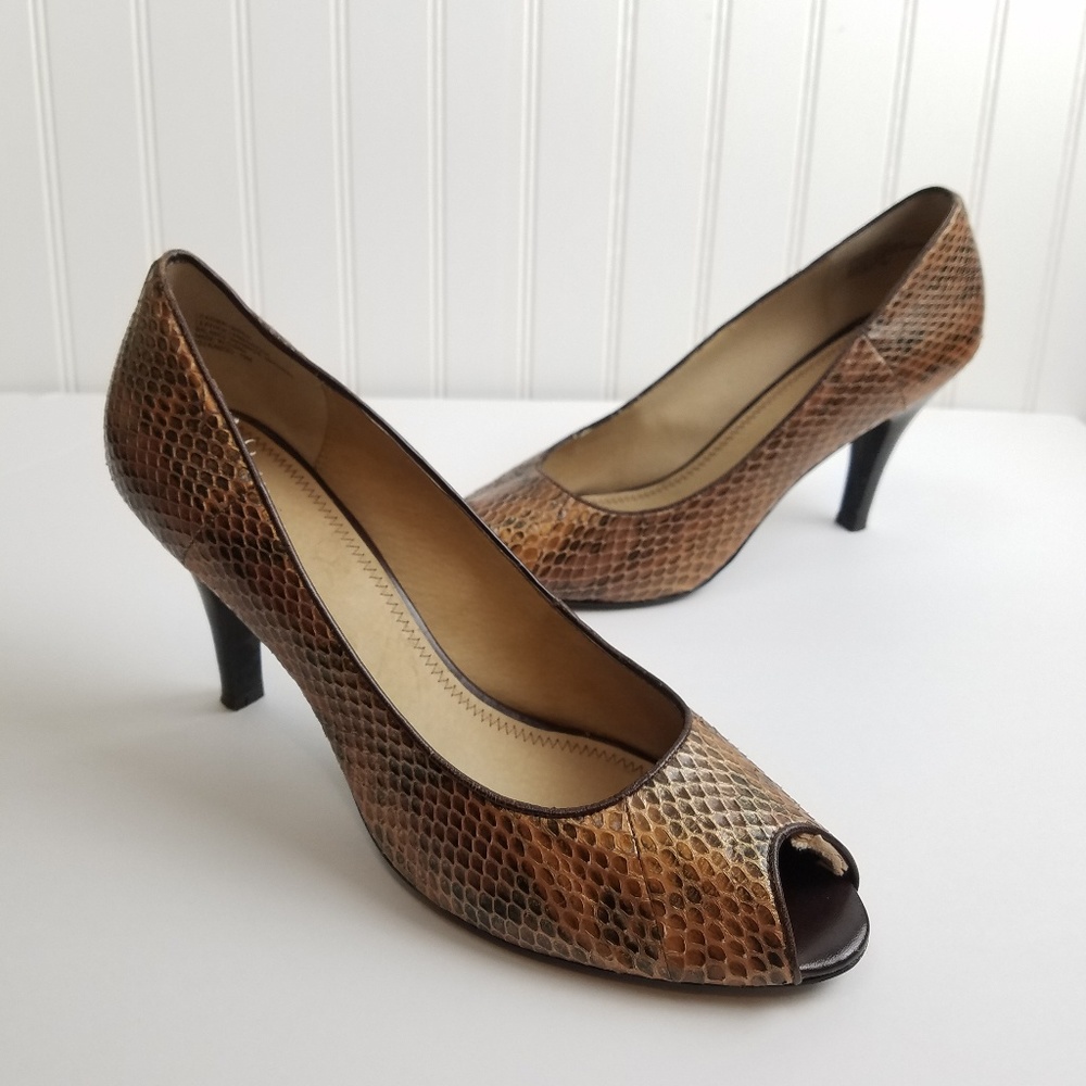 Nordstrom BP. Peekaboo Leather Snakeskin Heels